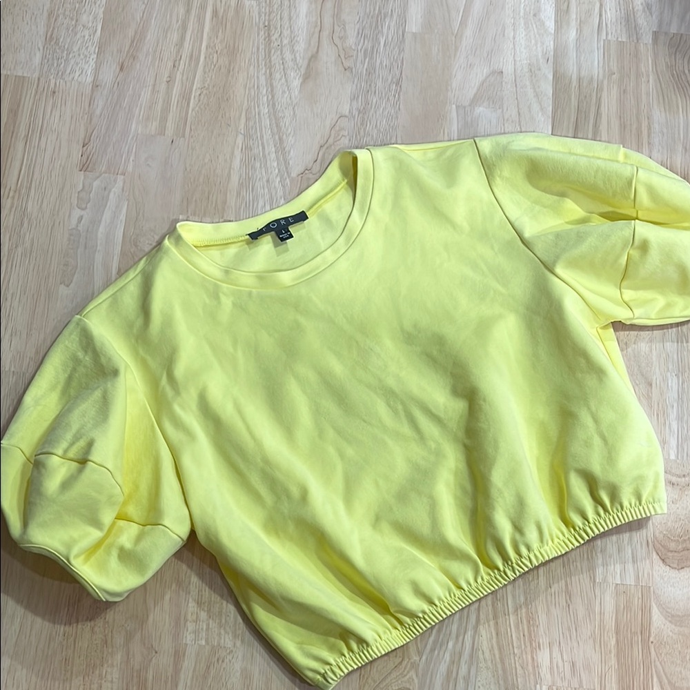 Yellow Puff Sleeve Crop Top